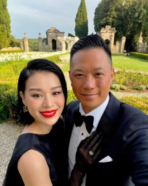 Myolie Wu Instagram - A wonderful opportunity to get away and pak tor 拍拖 with hubby as we attend our friends’ stunning wedding in Tuscany.
We look forward to many more friends getting married so we can do it more! 🥰♥️👰🏻🤵🏻
@karena_ngs @brian_sph @hakkaphil 
#tuscany #wedding 
👗💍👜 @givenchy #givenchy