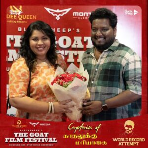 Nancy Jennifer Instagram - Welcoming Our Captain of "Kadhalukku Mariyadhai"
@nancyjennifer_2304
‘Blacksheeps The Goat Film Festival’! Celebrating Actor Vijay’s 50th Birthday.

Sponsered By 
@pradeequeenholidays
@montra.electric

#BlacksheepstheGoatFilmFestival #Vijay50 #DirectorVikraman #VijayMovieMarathon #BlacksheepsGoatFestival #ActorVijay
#MovieMarathon #WorldRecordAttempt  #BlackSheep