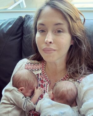 Natalie Krill Instagram - Two little blessings 🩵🩵 served with the hardest thing I’ve ever done in my life. 🙏🏻