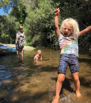 Natas Kaupas Instagram - Some in our group felt the creek was more rock and roll than others. #iggypopdaughter