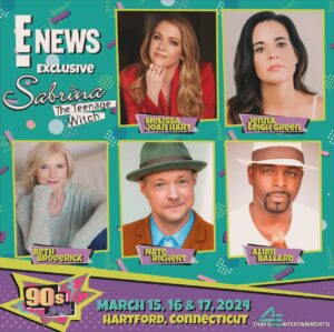 Nate Richert Instagram - It’s that time of year again!!!……………………………………………………..@thats4ent: In case you missed it on E! News...it wouldn’t be #90sCon…..and there wouldn’t BE a #90sCon…..without welcoming the show that started it all for us, the amazing cast of Sabrina, the Teenage Witch!
& We very excited to welcome back Melissa Joan Hart, Jenna Leigh Green, Beth Broderick, Nate Richert, and for the first time ever Alimi Ballard!!! Yes that’s right, Albert the Quizmaster is making his way to Hartford this March!!!
The cast will be with us the weekend of March 15-17 for autographs, selfies, photo ops and a Q&A panel!!!