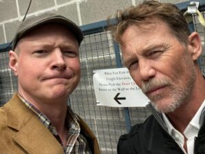 Nate Richert Instagram - Brian and me at #90scon he’s doing his best James Dean, I’m doing my best Don Rickles. @briankrause21 @thats4ent That is his son in the 2nd pic, reading poetry to all of us. #sabrinatheteenagewitch  #charmed