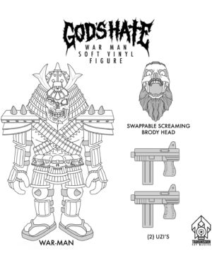 Nathan Blauvelt Instagram - GOD’S HATE & TRANSMISSION TOYS PROUDLY PRESENT THE “WAR MAN” SOFT VINYL COLLECTIBLE FIGURE.

COMING SOON IN GLORIOUS FULL COLOR.

ALL HAIL @mikeybonanno.