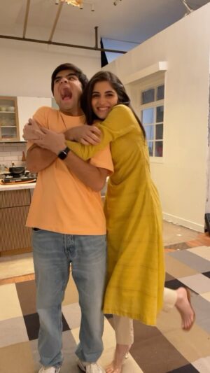 Navika Kotia Instagram - Forever forcing my lil brother to make silly Reels with me 😂❤️ @shivansh.kotia 

#siblings #navikandshivansh #adshoot