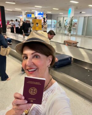 Nia Vardalos Instagram - I snapped this last month, first time landing in Athens with my new Greek passport. Thank you @greeceinla for this honor. It has been my pleasure to film many times in Greece with visas and now I am looking forward to many more productions. I highly recommend working in Greece …and hiring Greek people! ❤️🇬🇷❤️