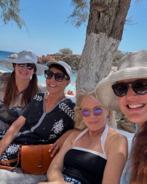 Nia Vardalos Instagram - Greece 2024 Summer, happy surrounded by female friendship (and sun-kissed by romantic love not pictured 😉) #greece #summer #love #eatthis #instagood #women #friendship #nofilter