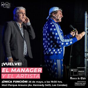 Nicolás Larraín Instagram - EL MANAGER Y EL ARTISTA 🕵🏻‍♂️👨🏻‍🎤💥 ¡VUELVE POR ÉXITO DE TEMPORADA!

📎Bajo la dirección de Álvaro Rudolphy; Fernando y Nicolás Larraín nos cuentan su disparatada vida: una lucha incansable por alcanzar el esquivo éxito y dinero, el primero como actor y cantante, y el segundo como productor y manager. Ambos confiesan sus debilidades con hipocresía, mientras tratan de embaucarse mutuamente mostrando todos sus talentos. El manager y el artista se enfrentarán en una entretenida pugna por alcanzar mayor poder y llegar a la cima. Una obra divertida, disparatada y sobre todo testimonial.
 
Compañía: Los Hermanos Larraín.
Dirección: Álvaro Rudolphy
Dirección técnica: Hans Horta
Duración: 80 min
Edad recomendada:  14 años

🔴¡ÚNICA FUNCIÓN!

🗓️⏰Domingo 26 de mayo, a las 19:30 hrs.
📍Mori Parque Arauco (Av. kennedy 5413, Las Condes)
🚘Puedes utilizar el estacionamiento del Mall
☺️Sala calefaccionada

🎟️Asegura tus tickets de manera online en @ticketmastercl 

🎫También puedes adquirir tus entradas directamente en el Teatro, disponible 1 hr. antes de cada función ☝🏻

Mori ¡Todxs al Teatro!🫰🏻
.