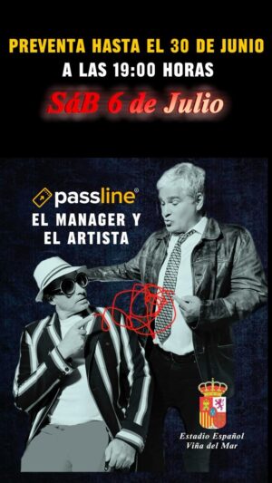 Nicolás Larraín Instagram - ⬇️Preventa hasta el 30 de Junio ⬇️
Entradas a la venta por la página oficial de Passline y en recepción de @estadioespanolrecreo 
📍Ubicación: Alonso de Ercilla 795, Recreo, Viña del Mar- Valparaíso 
¡No te lo pierdas !