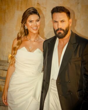 Nicolas Mouawad Instagram - @biaflebanon Thank you for this precious award (two awards actually 😊), this beautiful night, and thank you for all the LOVE 💛

📸 @marcmarounphotography .
Swipe for a post party elevator photo :)

SHE:
styled by @georgesrichane (“the sweetest” she says)
dress @nourfathallah via @designer_24leb 
Jewellery @hadidianofficial 
make up @elie.alhajj 
hair @raedalhamod 

ME: 
dressed by @maisondumec 
groomed by @raedalhamod 

#nicolasmouawad #beirut #lebanon #cairo #egypt #actor #acting
#نيقولا_معوض #بيروت #لبنان #القاهرة #مصر
