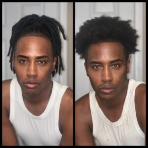 Nina Bo'nina Brown Instagram - Well i literally spent 3 days combing out my locs never again! 😩. And i forgot how quick our hair shrinks up, my hair was long but then shrunk really quick lol  but it looks cute i guess. #locs #hair #makeup #rpdr #dragqueen #menwithlocs