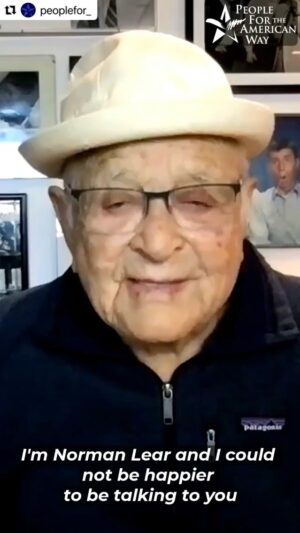 Norman Lear Instagram - Even on Wednesday, please join me in giving to @peoplefor_. They are preserving the America that I fought 52 combat missions in WWII to defend.

#Repost @peoplefor_ with @make_repost
・・・
“I could not be more grateful for your interest in People For the American Way,” says People For co-founder Norman Lear, “which is another way of expressing interest for the American Promise.”

Please help us keep the fight going this giving season! ➡ https://bit.ly/3FKU1XY