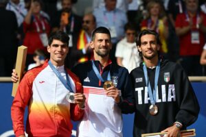 Novak Djokovic Instagram - A quick shoutout to @carlitosalcarazz. Another epic final, my friend. El clasico. Congratulations to you and your team for an excellent Olympics. Considering your age, your energy, and the way you play, you probably have 20 more Olympics ahead of you 😆. Your gold will come. Until next time, amigo.