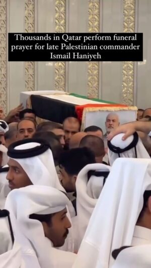 Nur Fazura Instagram - Thousands in Qatar perform funeral prayer for late Palestinian commander Ismail Haniyeh, assassinated in a targeted Israeli airstrike in Tehran.
