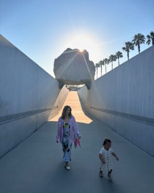 Olesya Rulin Instagram - LACMA   LA golden hour   silk = 🤍🎀🤍