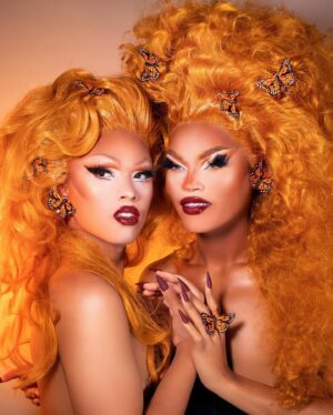 Olivia Lux Instagram - 🧡 HOUSE of LUX 🧡 introducing my drag daughter @vanity_lavain ✨ ok so if y’all know me, you know that I never thought I would have a drag child, BUT bb the stork had other plans 👶🏽 😂 — from the minute I saw vanity perform I knew the universe was saying THAT 👏🏾 IS 👏🏾 YOUR 👏🏾 DAUGHTER 👏🏾 .. it also helped that y’all kept tagging me and her in stories because we looked so similar 😂 so after countless hilarious FaceTime calls together, wild nights out watching drag and feeling inspired conceptualizing new outfits and numbers, even traveling to new places all in the name of drag — I am so honored to call this incredible artist my daughter. Please please please if you can go check her page out. If it’s resonating with you don’t be afraid to give her a follow bb and follow her on her artist  journey 🤍 !!!!!!!! 

hairs by my drag mama: @theonlymadd 🧡 it’s all in the family! 

🦋📸: @theclavel
