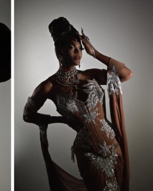 Olivia Lux Instagram - if it’s one thing about me- I will still serve face even in silhouette 😂 

this is one of my favorite pieces; I finally did a photoshoot in her. My inspiration for the design stemmed from goddesses and royalty. I wanted a piece that embodied a regal “light” goddess 🤍✨🌟 LUX … the garment was a labor of love and all the collaborators and designers I worked with are incredible !! check them out and show them some love !! 🤍⤵️

photo: @jonas.fashionfiles @juanjojonasfotografia 
fit: @abrahamdlevy @blackandwhitestriped 
hair: @draglabwigs
jewels: @draggedoutlondon