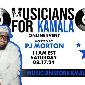 PJ Morton Instagram - Join @pjmorton and the #MusiciansforKamala team for a Virtual Town Hall on Sat, August 17th at 11am EST. Advocating for audiences is key, on stage and off. Let’s empower each other to live our best lives and reach our full potential.

Musicians for Kamala’s goal is to help musicians register to vote, to provide you with tools on how to be active, by participating in democracy.  

Register at www.musiciansforkamala.us for more information and we hope to see the music community in full effect this Saturday.

 🎶 #MusiciansForKamala #Empowerment #VirtualTownHall #BriclynEnt #MusiciansVote #PJMorton #Musiciansforharris