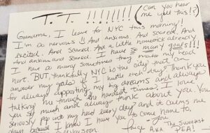 Paige Spara Instagram - This morning my Aunt sent me this card I wrote to my Grandma TT the morning I left to move to NYC circa 2010 and I am 🥹😭