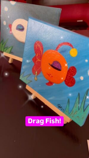 Pandora Boxx Instagram - Doing some paintings!! I’m having fun doing these Drag Fish paintings 🐠🐟 Link in bio 🐟🐠 #artwork #acrylicpainting #rpdr