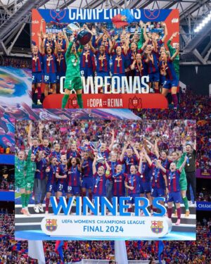Patri Guijarro Instagram - ¡Qué año histórico! 🏆🏆🏆🏆

Al principio siempre ves muy muy difícil acabar el año cómo lo hemos hecho, pero siempre hemos dicho que nuestro objetivo es ganarlo todo. Y así ha sido. Hemos conseguido ser las mejores en todo. 
Y cuando digo en todo, es en todo, incluso vosotros culers. Una vez más, habéis sido los mejores suporters. Y todo esto es gracias a vosotrxs. 🔥

Termina un año inolvidable. Visca el barça 💙❤️🙌🏼