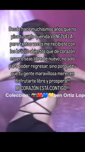 Patricia Manterola Instagram - “Cómo quieres que haga para reír si hasta la piel del alma llora por ti” Muchas veces me recibiste con los brazos abiertos querida #Venezuela y mi corazón se enamoró de ti desde el primer día… hoy estoy contigo y con tu gente hermosa que se merecen tenerte libre y prospera!!! 🇻🇪❤️💙💛