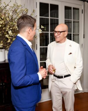 Patrick Stewart Instagram - Last night, Sunny and I attended a lovely dinner hosted by @dunhill and their new creative director Simon Holloway @mrsimonholloway.  As a young man away from home at drama school, I was keenly aware of Dunhill as a brand, even though it was well beyond my means.  In conversation with Simon, it was wonderful to learn that Dunhill actively sources British textiles, some from mills not far from my childhood home.  My dear mother Gladys was a weaver all her life, and was truly proud of her work.  I know she’d be delighted to know that a British menswear line with the heritage and sophistication of Dunhill was using fabrics woven in British mills.