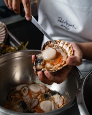 Paul Ainsworth Instagram - I know I’ve said it before but just 🤯. Every time I work with these scallops or see them arriving at @no6padstow, I’m just blown away. These big beauties come from the Orkney archipelago, where the natural deep, cool inlets nurture them, before they are harvested and delivered to us in under 24 hours - they are truly a joy to work with in the kitchen. 

Just absolutely stunning and right up there as my favourite job from opening to cooking ✨🔥