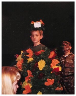 Paul Tellefsen Instagram - Swipe to see. You know you grew up in church when … My best Halloween costume of all time was the Burning Bush that my mom (@blazingredhead) made and won me the dress up contest at church. Best Halloween of my life. Also that’s my sister @sdt0087, she was a cat. 
#ThisIsPaulsStory