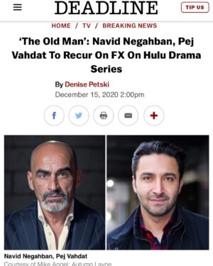 Pej Vahdat Instagram - The cats out of the bag! So damn excited to be a part of this incredible show. 📸 credit @autumnlaynephoto #TheOldMan #FX #Hulu