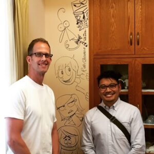 Pete Docter Instagram - Ronnie and I didn't get in trouble for drawing on the walls at the Ghibli Museum.