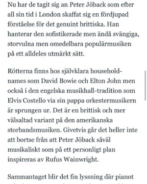 Peter Jöback Instagram - Väldigt glad för denna i Göteborgs-Posten!