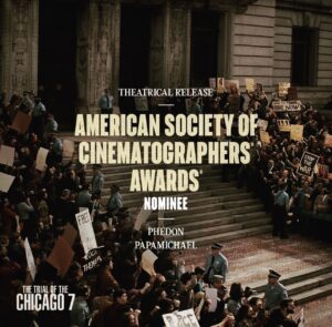 Phedon Papamichael Instagram - A big thank you to my ASC brothers & sisters,
to Aaron Sorkin for being such a generous collaborator, and special shout out to our hard-working New York and Chicago camera, grip & electric crew!
It’s a great honor for all of us and truly unexpected! 🙏🏼🎥 #cinematography @the__asc @netflixfilm #aaronsorkin #netflix #panavision #arrilfmini #anamorphic #company3 
#phedonpapamichael @the__asc @gscine