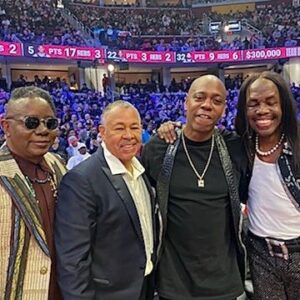 Philip Bailey Instagram - With the the comedic legend himself, Dave Chappelle, at the All Star Game 
#nba75 @earthwindandfire