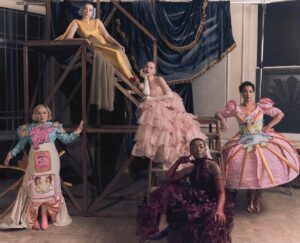 Phoebe Dynevor Instagram - What a JOY to shoot with these QUEENS. Thank you to the brilliantly talented scholars @britishfashioncouncil for the most AMAZING gowns and a wonderful day ✨