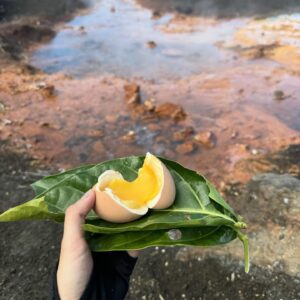 Ploypailin Thangprapaporn Instagram - ต้มไข่กับบ่อน้ำร้อนจากภูเขาไฟที่ปาปัว 5 กีน่า ประมาณ 50 บาทไทย
ไข่ฟองเบิ่ม ต้ม 15 นาที เสิฟด้วยการรองกับใบไม้ที่ไกด์ไปเด็ดระหว่างทาง🤣🇵🇬