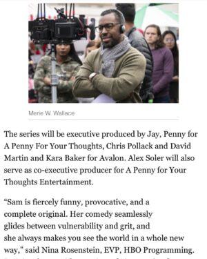 Prentice Penny Instagram - SO EXCITED TO BRANCH OUT INTO LATE NIGHT WITH THE GENIUS OF MY HOMIE @samjaycomic - When we first started talking about what the show could be, I knew day one “I fux with her”. AND THANK YOU TO @hbo CASEY AND NINA FOR PICKING IT STRAIGHT TO SERIES FOR 2021. NOTHING OR NO ONE IS OFF LIMITS. WE COMING.