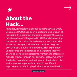 Punarnavi Bhupalam Instagram - Struggling with PCOS? In this Hack, @punarnavib shares her journey from diagnosis to holistic management, tackling insulin resistance and stress. Discover how diet, exercise, and emotional support transformed her health and wellbeing. 🌿💪💖

Find more on the app. Link in Bio. 

#PCOSAwareness #WomensHealth #HolisticHealing #UptimeApp #NewHack