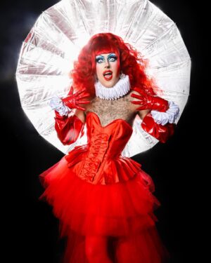 Pythia Instagram - Is this tutu much? ❤️‍🔥 The roast episode resurfaced some trauma in me ngl! 😂 So in honour of last nights runway, here’s a tutu look I wore for the live CDR2 finale event back in December! 🤡🩰 
.
Pic by @dragcoven 
.
#rupaulsdragrace #rpdr #canadasdragrace
