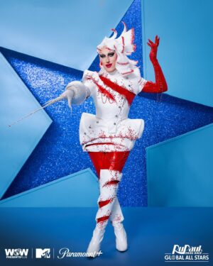 Pythia Instagram - Slashing through the competition! 🤺 Ready to cut these b*tches up! 🗡️ Sooo surreal to be part of this journey with these immensely talented artists! And how honoured I feel to represent the entirety of Canada AND Greece this very first season of #GlobalAllStars! Catch the this season, streaming AUGUST 16 on @paramountplus 🏁 

Design: Me and @bibartis 
Creation pattern and base garment @_thesukidoll and finalization, fitting, embellishments and boots/embellishments @gabdm assisted by @design_lo_ 
Hair: @genderfcked.wigs