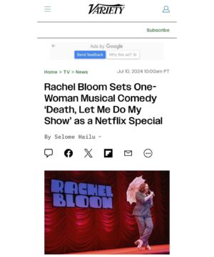Rachel Bloom Instagram - I am so thrilled to announce this. Tickets are still available for the shows we’ll be taping for @netflixisajoke on 7/12 and 7/13! I would love to see you all there and put you on TV! Ticket link in bio! #Deathletmedomyshow #Deathletmedomyspecial