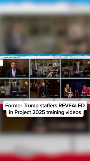 Rachel Maddow Instagram - In footage obtained and published by ProPublica, 29 former Trump staffers are featured in training videos created by Project 2025 for new members of a future Trump administration, with some of them claiming to be a part of the team from its early stages. The training videos shed doubt on the former president’s claim of ignorance when it comes to the creators and development of the controversial political playbook.