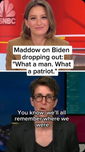 Rachel Maddow Instagram - Rachel Maddow reacts to President Biden withdrawing from the 2024 presidential race. “What a man. What a patriot. What an act of selfless devotion to your country.”