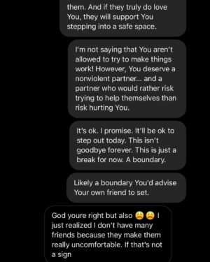 Rain Dove Dubilewski Instagram - Contains References to Recognizing Abuse: This being goes by the pseudonym “CARRIE” and 1 year later she is safely in a new space… but the process wasn’t easy. It took a lot of healing. 

The other being was visited by community members and mental health professionals and is now in a much healthier place but the work is ongoing. 

Abuse can exist in all formats of relationships. Yet in the LGBTQPIAD community we can really overlook it or excuse from our partner or ourselves more than other dynamics… because we DO understand the impacts of trauma. Because love IS especially precious and hard won. Because we don’t want people to think we are unhealthy as a community… since they already try to demonize us for so many other things. 

We often stay in dynamics long than we should and we often don’t get help because it’s not affordable, accessible, or it terrifies us. But we need it- all humans need and deserve support through their traumas and life. 

If You are a person who doesn’t feel safe with Your partner, heard, equal or loved- just know that we are here to support whatever journey You need to take to be in a safe space. You are not a bad person or weak for stepping away. And stepping away doesn’t mean that your relationship has to end- it simply sets a boundary that it has to improve for You to jump back in. 

I know resources are severely underfunded in many places to get assistance- but we will do our best. Look at local organizations and don’t be afraid to lean.  And if You are part of the queer community- it doesn’t mean You need to only look at queer resources for assistance. These are many food shelters, government programs, and other charities related to violence survival available for You. A few places I want to shout out is @rainn @trevorproject and @galopuk there are so many more. Feel free to tag one below- let’s make this post a resource. And also- feel free to let “CARRIE” know that leaving was the right choice. It was one of the hardest things she’s had to do. 

#lgbtqia #lovewins #survivor #goodnews #dialogue #memesdaily 
(This is an older conversation  which has been modified to fit this platform format. The events in this dialogue are true.)