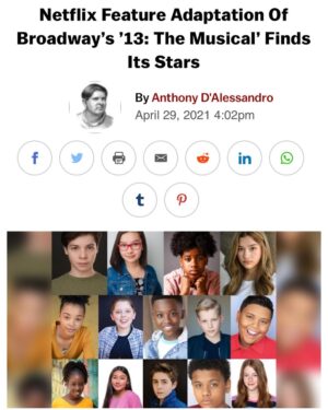 Ramon Reed Instagram - I am super elated to announce that I will be apart of Netflix’s adaptation of ‘13 The Musical’ congratulations to us all!