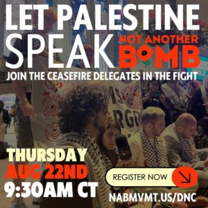 Rashida Tlaib Instagram - TOMORROW: The DNC refused to allow a Palestinian-American to speak from the main stage while U.S. funded bombs continue to fall on Palestinian families.

All are invited to tomorrow’s press conference at 9:30 am to hear what our speakers would have said. Register here: nabmvmt.us/dnc

Register to watch a live stream of our presser in McCormick place at the DNC.
