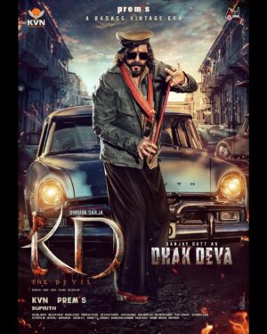 Reeshma Nanaiah Instagram - The Lord of Devil’s Democracy, 𝐃𝐡𝐚𝐤 𝐃𝐞𝐯𝐚, steps into #KD’s Vintage Battlefield, bringing a storm of intensity 💥

Here’s wishing our beloved @duttsanjay sir a very Happy Birthday! 
We’re delighted to have him in #KDTheDevil ❤️‍🔥

#SanjayDuttInKD @dhruva_sarjaa @directorprems @ramesh.aravind.official @theravichandrav @theshilpashetty @norafatehi @reeshma_nanaiah arjun_janya_musician @williamdaviddop @kvn.productions @suprith.ts @aanandaaudio