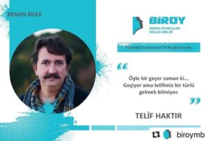 Renan Bilek Instagram - Doğanın ve kanunun verdiği “telif hakkı”nın önemi, evlere kapandığımız bu dönemde bir kez daha ortaya çıktı. Kanallar eski yayınları defalarca döndüre döndüre yayınlayıp reklam paralarını alırken, “celebrity” durumunda olan yıldız oyuncular dışındaki birçok meslektaşımız, kiralarını ve faturalarını nasıl ödeyeceklerini düşünüyorlar. Zorla yapılan bu “gasp”ın giderilmesi ancak kanuni yaptırımlardan geçiyor. Kamuoyunun bilgisine.
#Repost @biroymb with @make_repost
・・・
#TelifHaktır
#TelifHakkımızıİstiyoruz