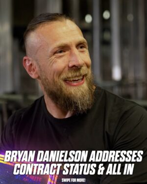 Renee Paquette Instagram - On #AEWDynamite, @BryanLDanielson in an interview with @ReneePaquette addressed his contract status expiring August 1st and his #AEWAllIn London match for the #AEW World Championship against @SwerveConfident.