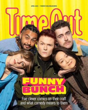 Rhys Nicholson Instagram - As the Melbourne International Comedy Festival hits full swing, we chatted to some of the stars of the show about what Australia's biggest comedy festival means to them. Read the full interview at the link in our bio 🔗

Photographer: @carmenzammit
Writer: @ash_hastings
Lead designer: @eazy_c
Design: @jack_puglielli
Location: @kindredcameras

[ID: Rapha Manajem, Gillian Cosgriff, Rhys Nicholson, Nick White and He Huang pose with their heads close together. Headline text says: Funny Bunch.]