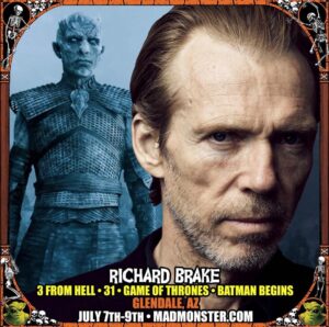 Richard Brake Instagram - Looking forward to heading to Glendale, Arizona this weekend for @madmonster. Going to be a wild weekend with my friends @choptopmoseley, Robert Englund, Lance, the great Tom Atkins and the crazies from Terrifier. Come on out and say hi.